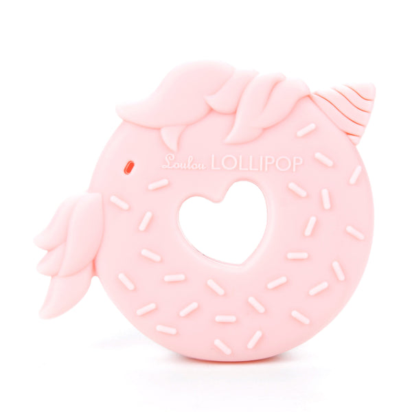 Loulou Lollipop 粉甜甜圈獨角獸牙膠(連奶嘴鍊) - 粉藍色